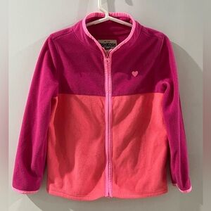 OshKosh Colorblock Pink & Coral Fleece Zip-Up Jacket, size 5
